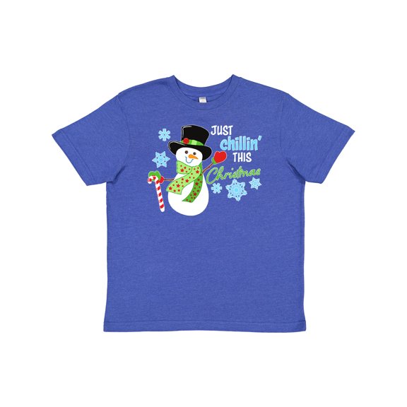 Inktastic Just Chillin' This Christmas Fun Snowman in Top Hat Youth T-Shirt