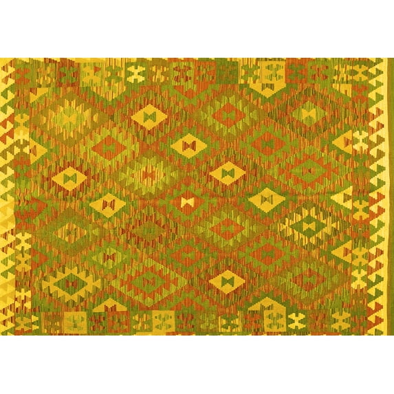 Ahgly Company Indoor Rectangle Southwestern Yellow Country Area Rugs, 8' x 10'