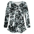 thumbnail image 7 of Craaazy Women's Fashion Printed Fall Tunics Long Gifts Sleeve Tops Cross V Neck Shirts Loose Casual Blouses with Decor Button, 7 of 7