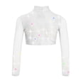 thumbnail image 2 of vastwit Kids Girls Sparkly Rhinestone Sheer Mesh Long Sleeve Shirt Skating Gymnastics Lyrical Dance Crop Top White 16, 2 of 4