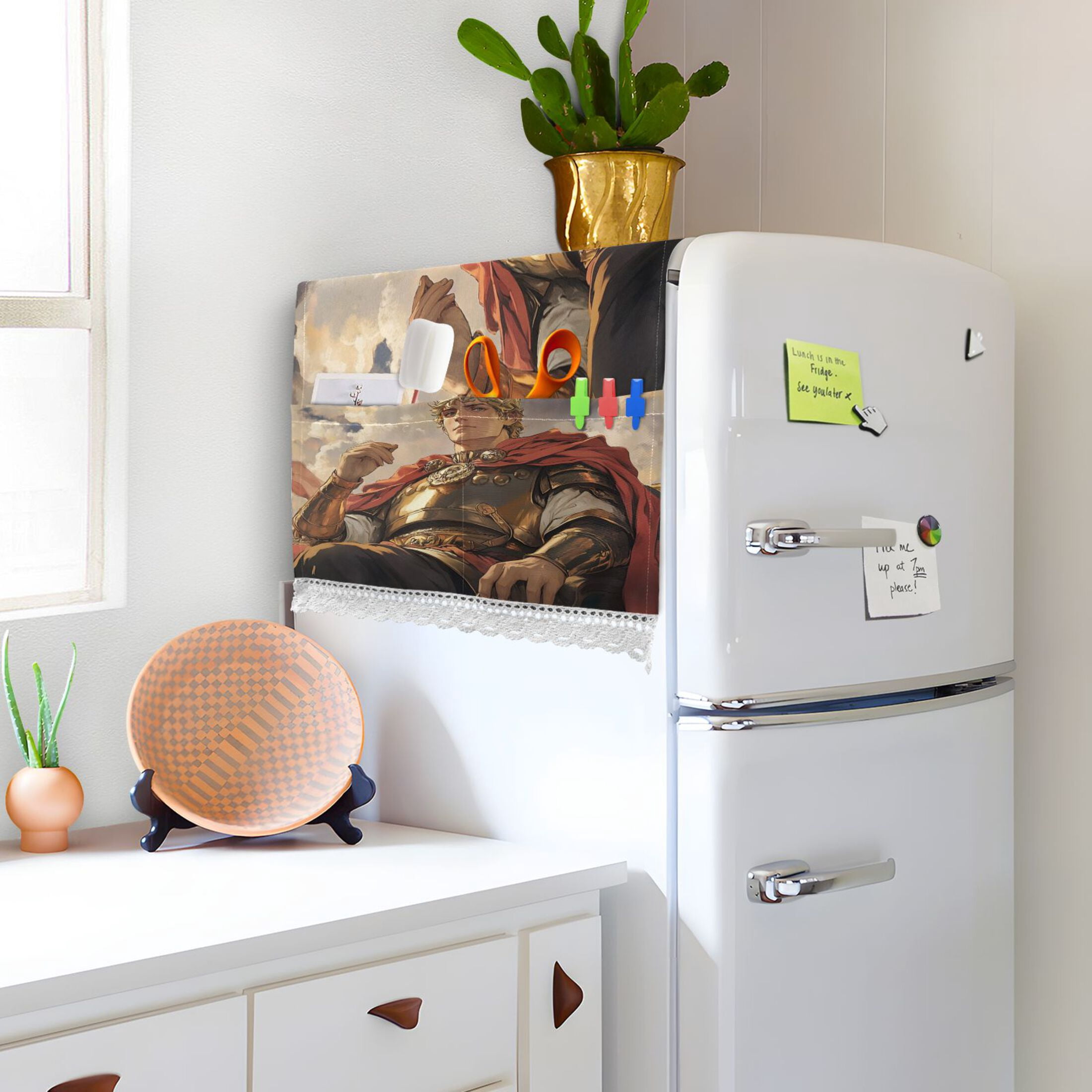 Vanquished KingWasher and Dryer Covers Dust-Proof and Oil Resistant Fridge Cover with 4 Storage Pockets Washing Machine Top Cover for Laundry Kitchen Home 51.2 x 22 In