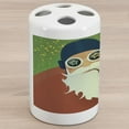 thumbnail image 1 of Rock and Roll Ceramic Toothbrush Holder, Chunky Rocking Santa Clause with a Smoking and a Big Beard, Decorative Versatile Countertop for Bathroom, 4.5" X 2.7", Burnt Orange Multicolor, 1 of 4