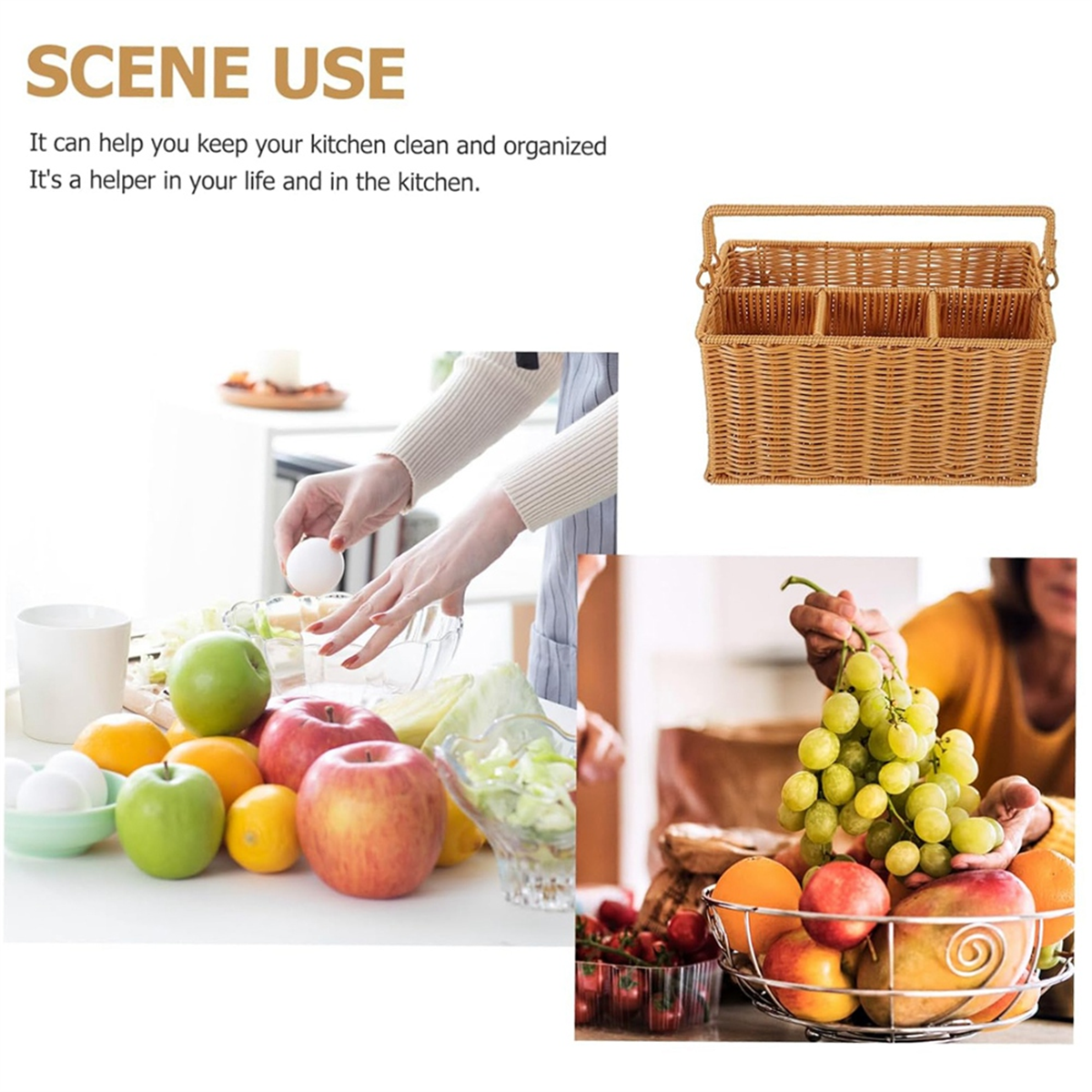 Woven Cutlery Storage Basket Outdoor Silverware Cadd-Y Utensil Organizer Cutlery Organizer Cutlery Holder Basket