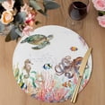 thumbnail image 3 of Turtle Coastal Round 15 Inch Placemats Set of 8, Nautical Summer Beach Coral Seahorse Jellyfish HeatResistant Non Slip Place Mats for Dining Table, Wipeable Kitchen Table Mats for Housewarming, 3 of 9
