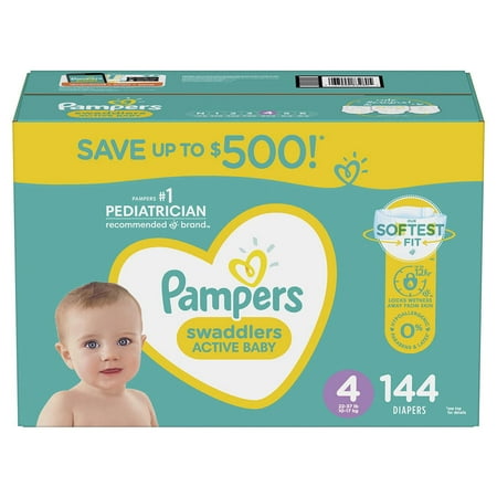 Pampers Swaddlers Diapers, Size 4 (18 to 48 months), 144 pieces