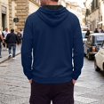 thumbnail image 6 of Mens Sweatshirt Nelozsy Men's Solid Color Half-Zip Hooded Casual Long Sleeve Sweatshirt Navy L, 6 of 6