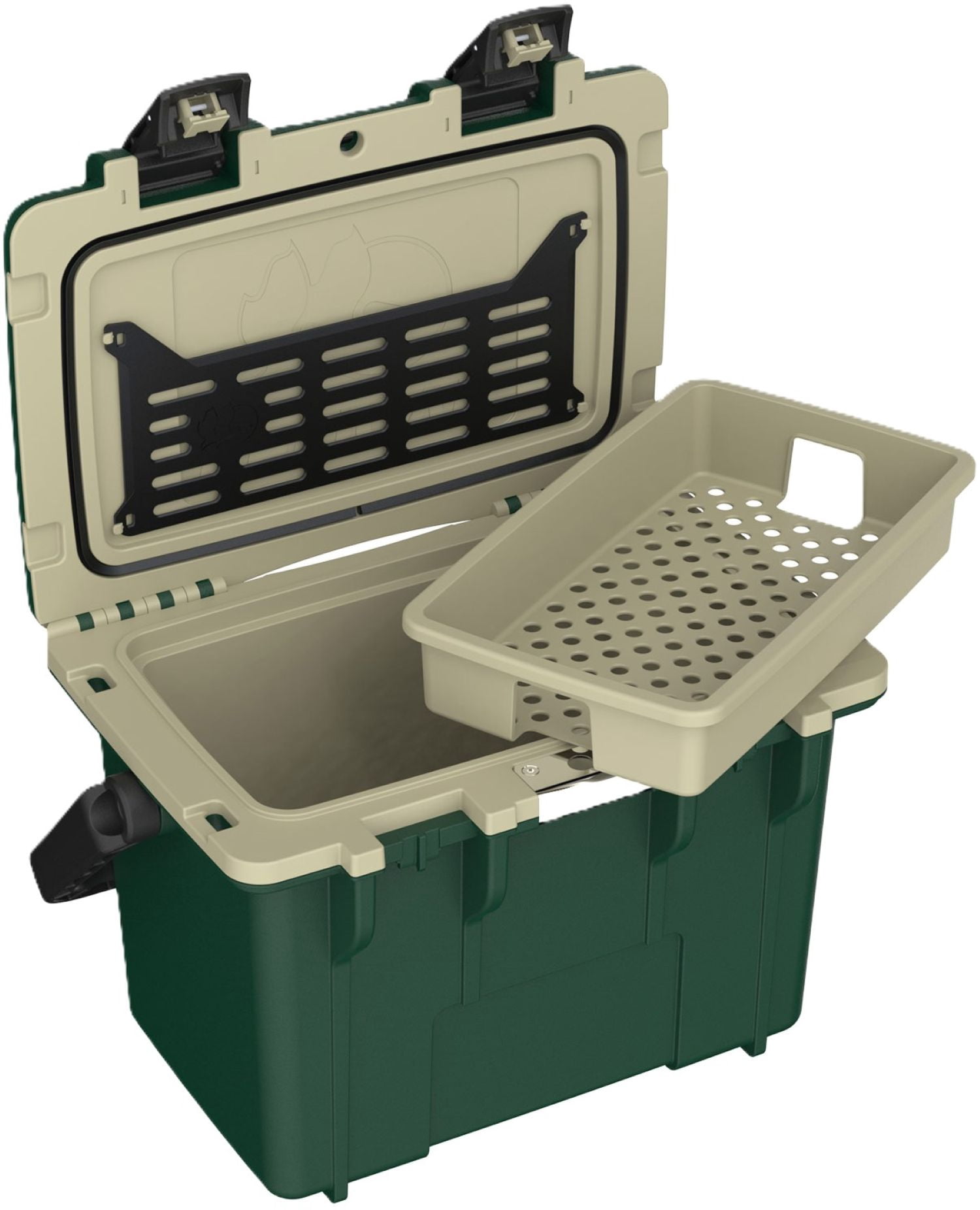 Pelican Elite Personal Cooler 14 Qt Hard-Sided Cooler with Removable tray, Dry Storage, Hunter Green with Tan