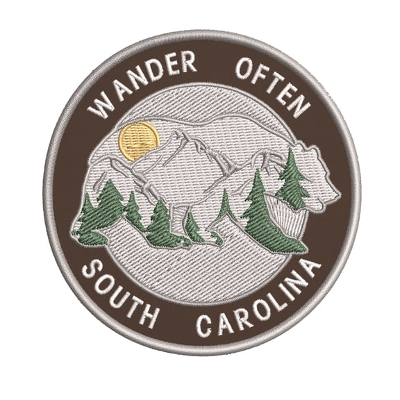 Wander Often! South Carolina 3.5 Inch Iron Or Sew On Embroidered Fabric Badge Patch Seek Adventure, National Park Iconic Series