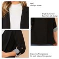 thumbnail image 1 of Striped Cuff Women Blazer Ladies Casual Blazer Casual Blazer Jacket Striped Cuff Women Blazer Solid Color Back Hem Slit Long Sleeve Casual Blazer Jacket For Office Black M, 1 of 5