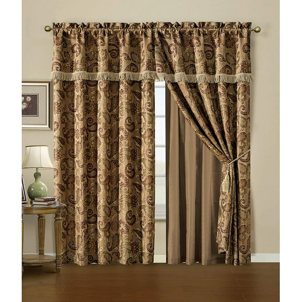 Chezmoi Collection Adelle 4Piece Paisley Jacquard Embroidered Window