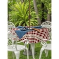 thumbnail image 3 of Outdoor Tablecloths with Umbrella Hole & Zipper, Brown Western Texas Star Vintage Round Tablecloths 60 Inch, Rustic Farmhouse Red Plaid Waterproof Table Cloth, Patio/Pool/Picnic Table Covers, 3 of 8