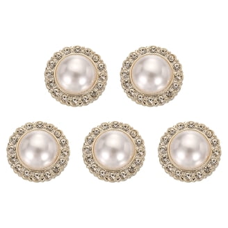 5Pcs Golden Metal Rhinestone Buttons – 25mm Round Vintage Sewing Buttons For Clothing, Jackets & DIY Crafts