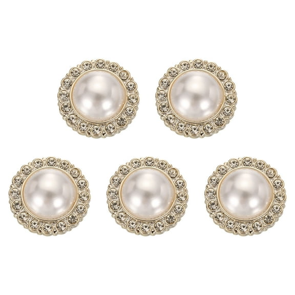 Uxcell 5pcs 40L Gold Faux Pearl Buttons 25mm 1" Plastic Round Sewing Button Replacement Craft Fastener for Coats Clothing DIY Decoration Crafts #7