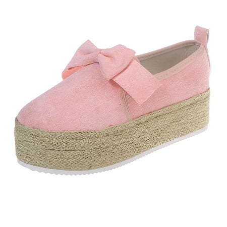 

TOYFUNNY Womens Suede Bow Platform Casual Shoes