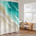 thumbnail image 6 of Abstract Beach Shower Curtains for Bathroom, Teal Green Beige Ombre Ocean Wave Coastal Sand Washable Fabric Shower Curtain with Hooks Waterproof Bathroom Decor Sets, 48 x 72 Inches, 6 of 9