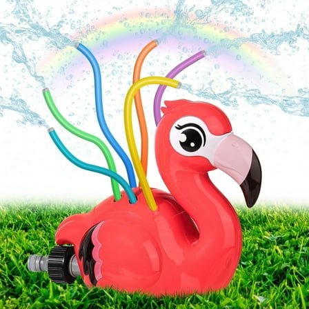 HEY! SPLASH Water Sprinkler Toy, Spinning Flamingo Kids Sprinkler Toy, Summer Water Toys Splashing Fun, Outdoor Sprinklers Toy Sprays up to 8 FT for Yard, Lawn, Garden, Attaches to Garden Hose, Flami