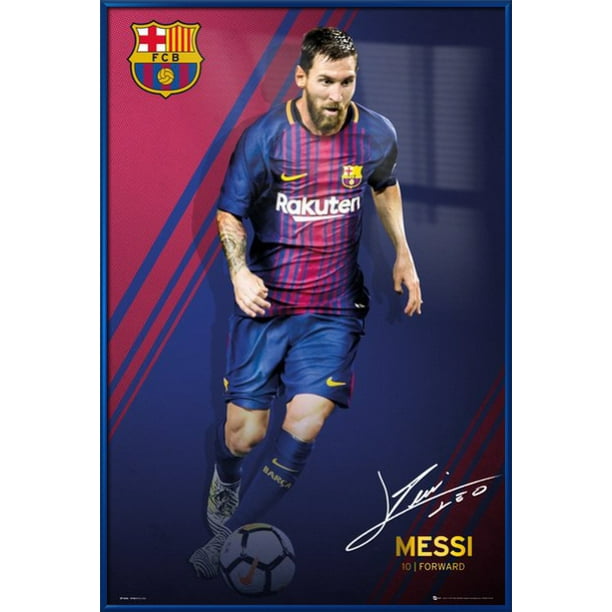 Fc Barcelona Framed Soccer Poster Print Lionel Messi Signature Season 2017 2018 Size 24 X 36 Walmart Com
