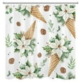 thumbnail image 3 of HVEST Christmas Floral Shower Curtain with Watercolor Flower on Ice Cream Design - Boho Christmas Flowers Bathroom Decor, Waterproof Polyester Fabric, Includes 12 Hooks, 72x78 Inches, 3 of 7