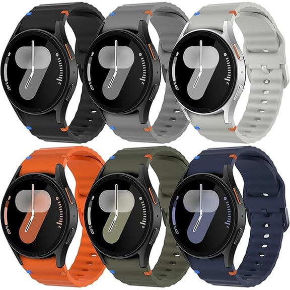 6 Pack Sport Bands Compatible with Samsung Galaxy Watch 7 40mm 44mm Men Women, Soft Silicone Strap for Galaxy Watch 6 5 4 FE 40mm 44mm/Galaxy Watch 6/4 Classic 47mm 43mm 46mm 42mm/Watch 5 Pro 45mm