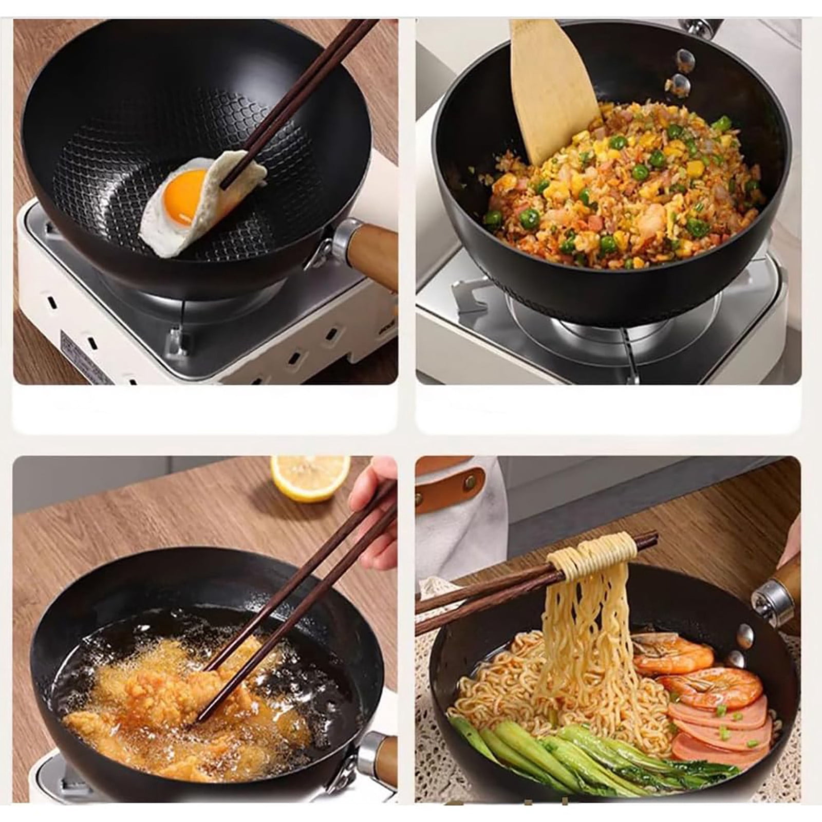 CanGonggg Fish Scale Pattern Flat Bottom Non Stick Pan Steel Woks & Stir Fry Pans Nonstick With Glass Lid For Induction Non Stick Skillet Stone Earth Frying Pan Steel Frying Pan Wide Pan Small Non