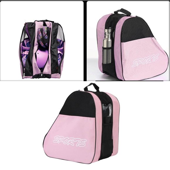 thinsony Sac de Chaussures de Patinage Sac de Rangement de Patins Respirant Sacs à Main Patins à Roulettes Sac Rose
