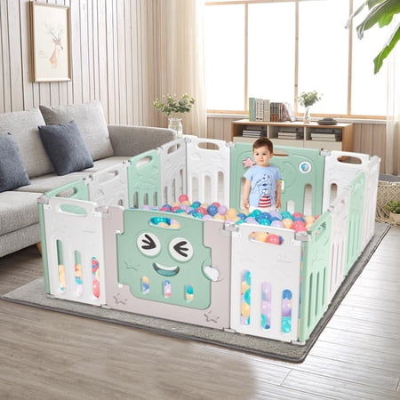 Winado 14 Panels Baby Playards,Toddler Playpen,Activity Center,Green