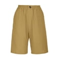 thumbnail image 4 of Casual Shorts for Women High Waist Loose Summer Bermuda Pants with Button Comfortable Solid Color Womens Shorts Yellow L, 4 of 4