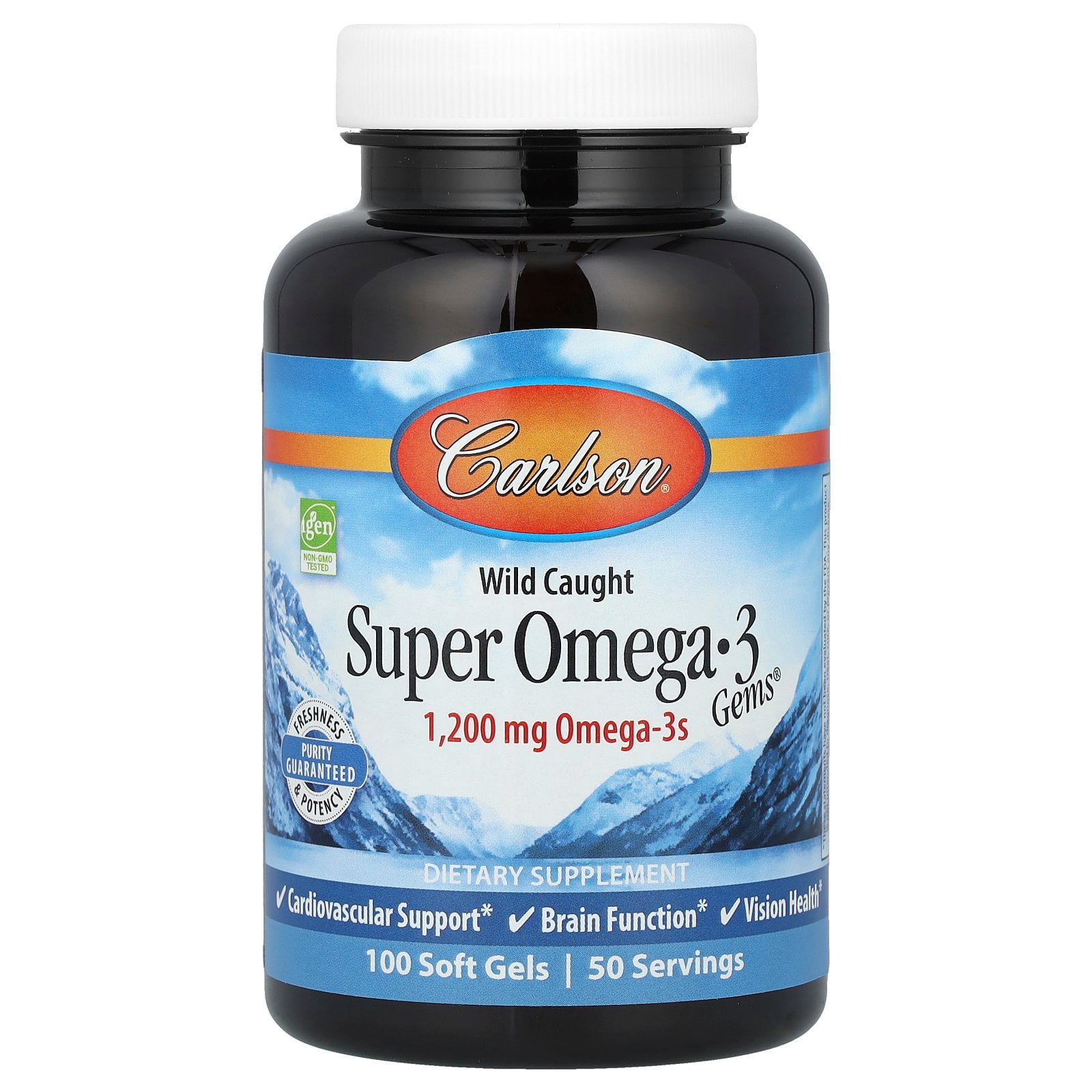 Carlson - Super Omega-3 Gems, 1200 mg Omega-3s, Norwegian, Wild Caught, Sustainably Sourced, Bonus Bottle, 100+30 Softgels