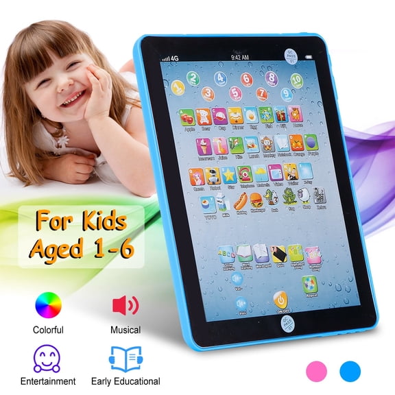 Moclever Learning Tablet Mini Toys Touch Learn Tablet for ABC Numbers Words Christmas Gift, Blue