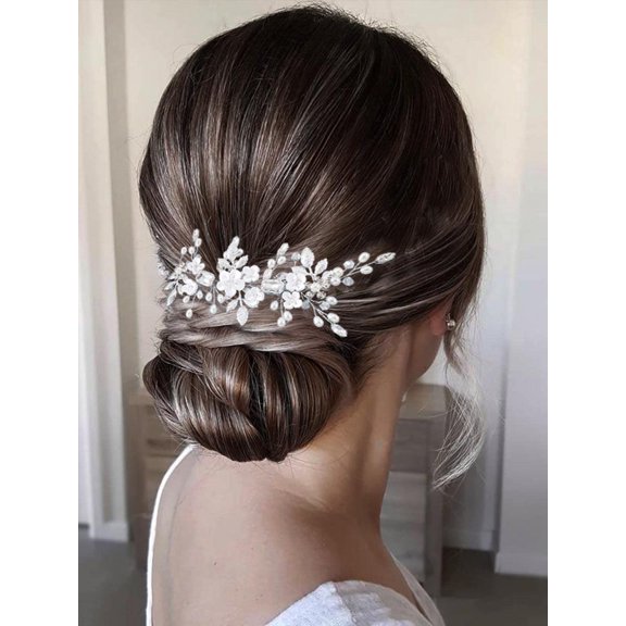 Flower Bride Wedding Hair Vine Crystal Bridal Headband Leaf Headpiece Bride Headdress Hair Accessories for Women and Girls.