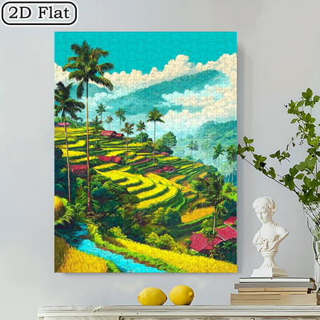 500pcs Jigsaw Puzzle Suitable for Families - Challenging Portable Cardboard Puzzle with Tropical Landscape Stress-Relieving Game Ideal Gift for Gamers Art Lovers Complex DIY Project (Birthday/N