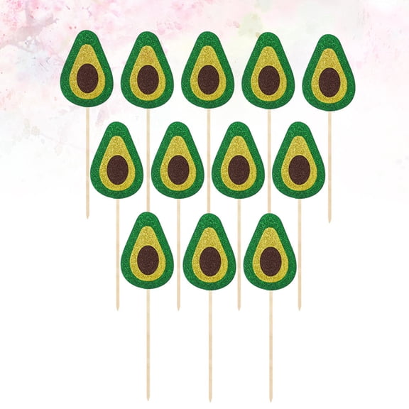 MLINS Assorted Color Avocado Cake Topper Set for Party Cake Decoration with Cloth Picks 12 Pieces in 1 Pack