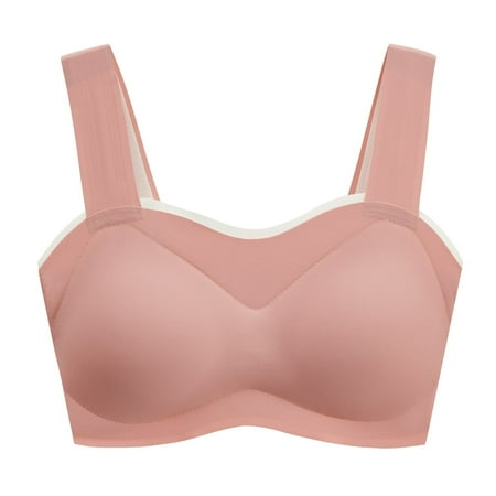 

LBECLEY Womens Lingerie Bush Up Bra Young Ladies Rimless Tank Style Bra Beauty Back Wrap Chest Pad Daily Sport Underwear Push Up Bras for Women Pink Xxl