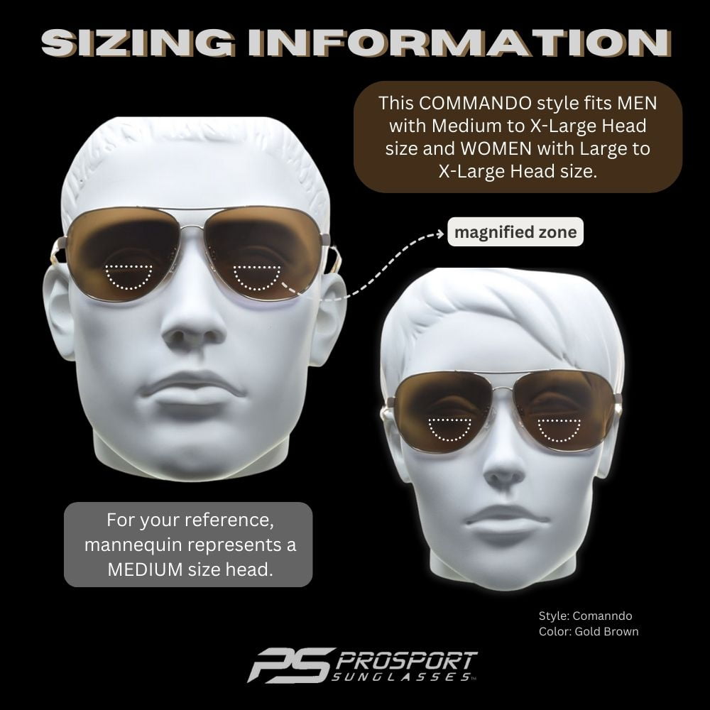 proSPORT Polarized BIFOCAL Sunglass Reader Anti-Glare Fishing Driving Golf Men Women Gold Brown 1.75