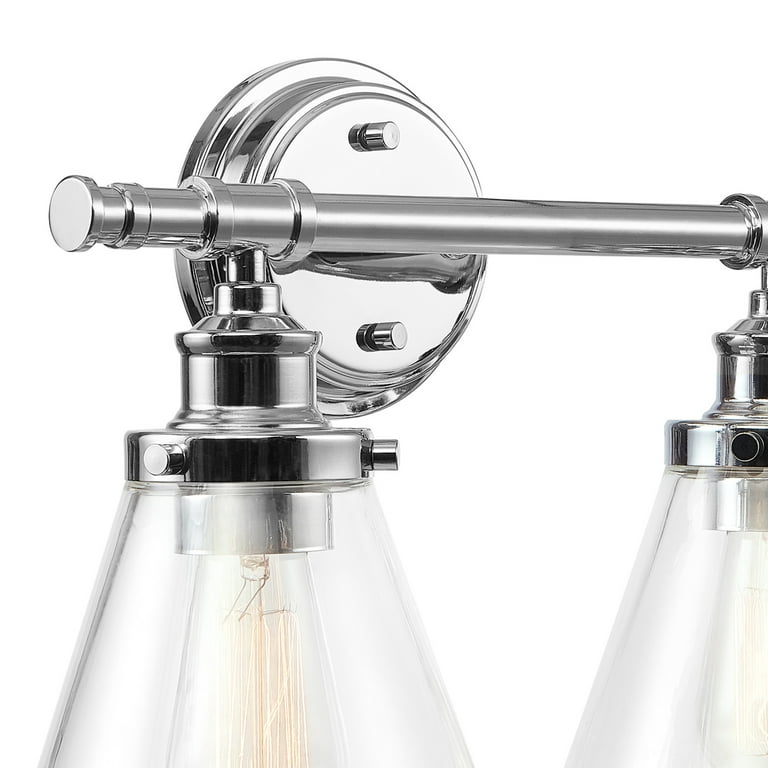 Globe Electric Parker 2 Light Chrome Vanity Light with Clear Glass Shades 51412