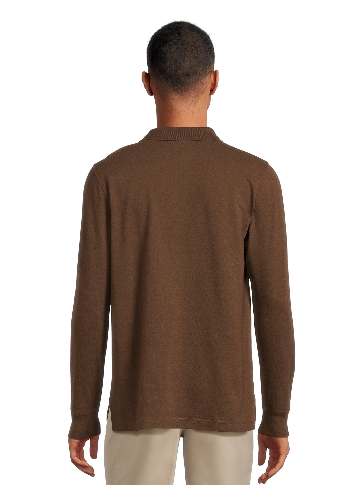 George Men's Pique Polo Shirt with Long Sleeves, Sizes S-3XL