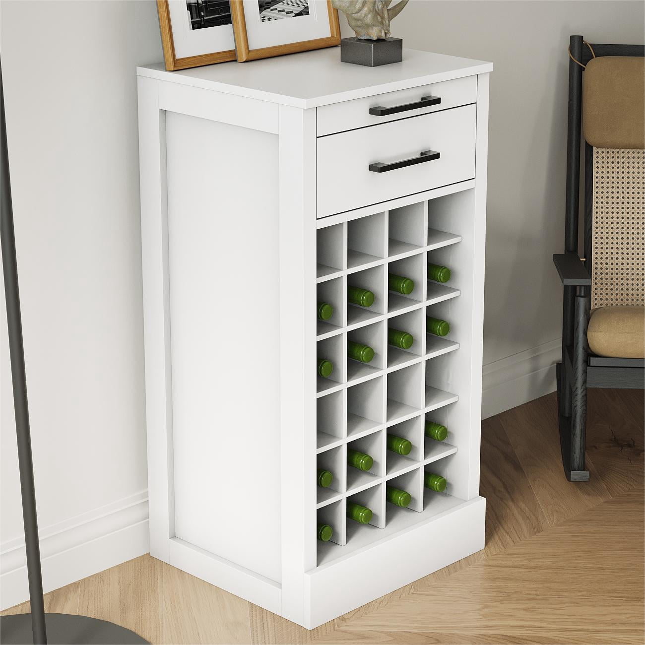 24 Wine Bar Cabinet,Farmhouse Wine Bar Cabinet Buffet Cabinet & Sideboard Cupboard for Living,Dining Room,White