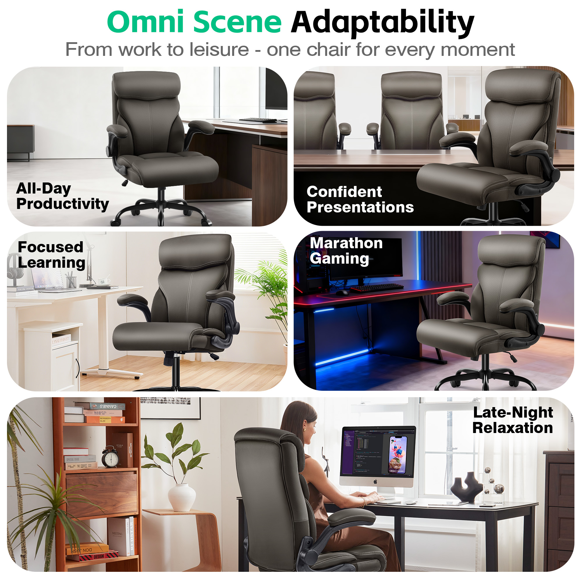 Dhole Executive Ergonomic Office Chair - High Back Mesh Desk Chair with Lumbar Support, 4D Armrests, Tilt Function & Breathable Mesh for Home Office (Brown)