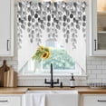 thumbnail image 3 of Swag Valance Curtains for Windows, Gray Eucalyptus Leaves Light Filtering Kitchen Curtains with Rod Pocket, Watercolor Floral Leaf Plants Window Treatment Valances for Living Room, 36x45 - 2 PCS, 3 of 9