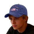 thumbnail image 5 of Patriotic Baseball Cap, 1776 2026 Hat, USA Flag Embroidered Hat, Adjustable Vintage Washed Denim Cap for Men and Women, 4th of July, Independence Day and Outdoor Events-Blue, 5 of 6