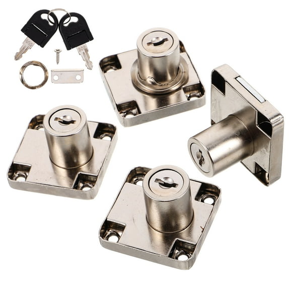 FUEENIRVA 4Set Kitchen Cabinet Locks Simple Design Silver Tone for Home Use Security