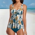 thumbnail image 4 of Vedolay Swimsuit Women's Tankini Bathing Suits Two-Piece Tummy Control Swim Dress High Waist Printing Padded Swimsuits with Boyshorts,Blue L, 4 of 5