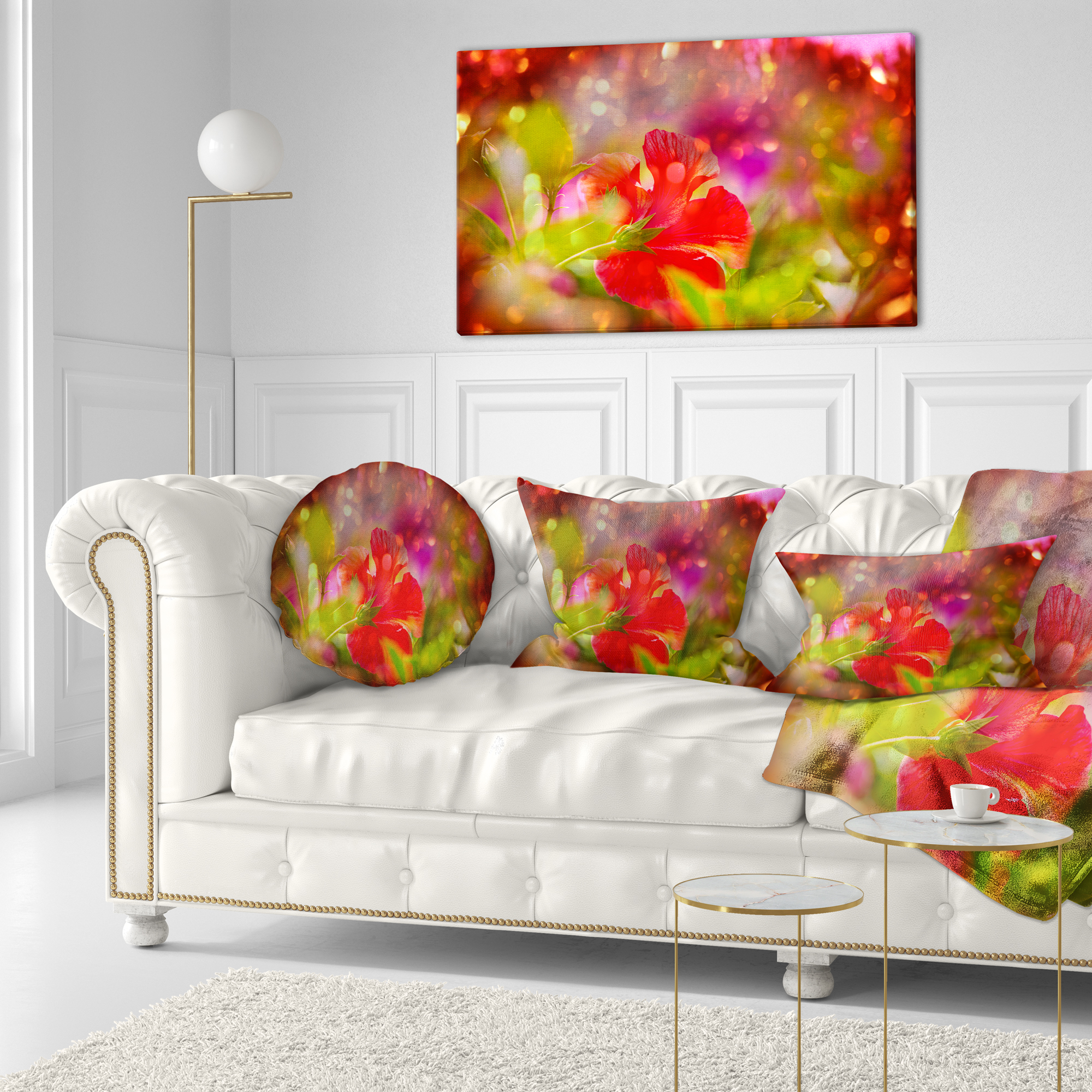 Designart 12" x 20" Red Polyester Throw Pillow