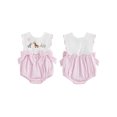 thumbnail image 2 of Cenuakty Baby Girls Birthday Day Romper Sleeveless Animal Embroidery Striped Patchwork Bodysuit with Bow, 2 of 9
