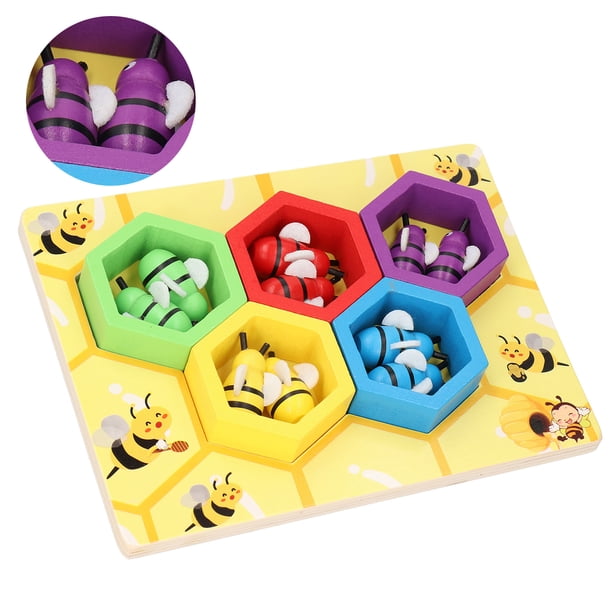 Juguete de juego de abeja de madera, juguete infantil a juego, hermoso portátil, resistente para nios mayores de 36 meses,Juego de abejas para bebés, juguete de abeja de madera, juego de colmena, Clip Higoodz Productos para bebés