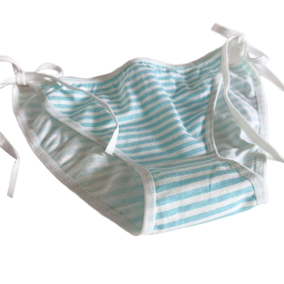 Striped Pattern Bikini Panties Women's Ribbon Side Tie String Underwear Lingerie Briefs Underpants