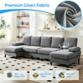 thumbnail image 4 of BALUS 114" U Shaped Sectional Sofa,Oversize Modular Couch and Gray Sofa for Living Room, 4-Seat Sectioanl Sofa with Chaise, Linen, Light Grey, 4 of 8
