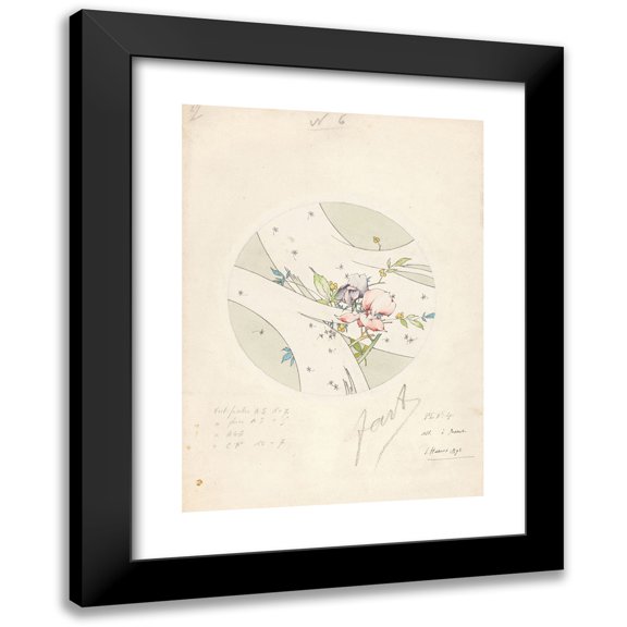 Jules Auguste Habert-Dys 11x14 Black Modern Framed Museum Art Print Titled - Design for a Dessert Board of a Porcelain Service for Pillivuyt (C. 1889 - C. 1890)