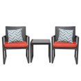 thumbnail image 2 of Patio Garden Balcony and Backyard3-Piece Discussion Bistro Set Black Wicker Furniture-Two Chairs with Glass Coffee Table Red, 2 of 7