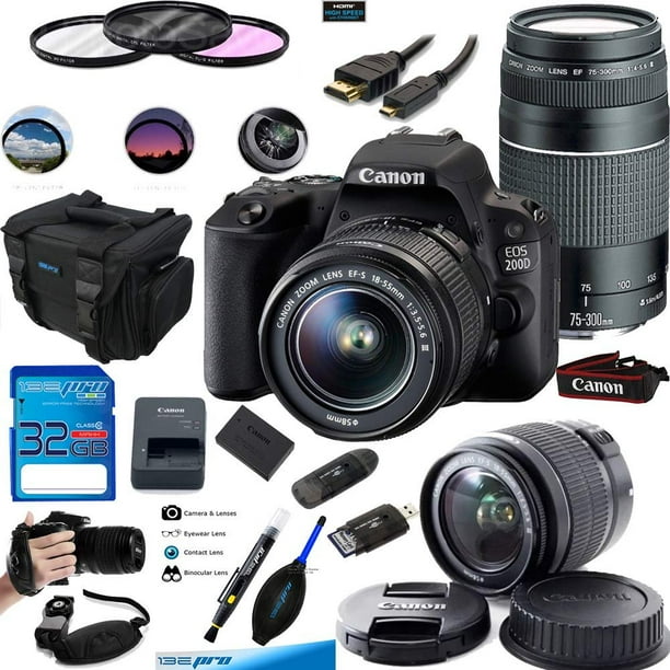 Canon Eos 0d Rebel Sl2 Kit With Ef S 18 55mm F 3 5 5 6 Iii Lens Canon Ef 75 300mm F 4 5 6 Iii Lens Digital Slr Cameras Black Deal Expo Premium Accessories Bundle Walmart Com